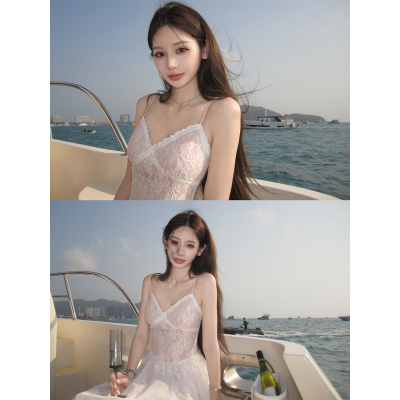 八盖pinkypiggy蕾丝收腰长裙