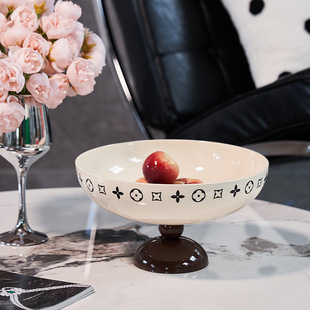 高档果盘高脚水果盘客厅茶几摆件高级感轻奢风零食干果托盘糖果盘
