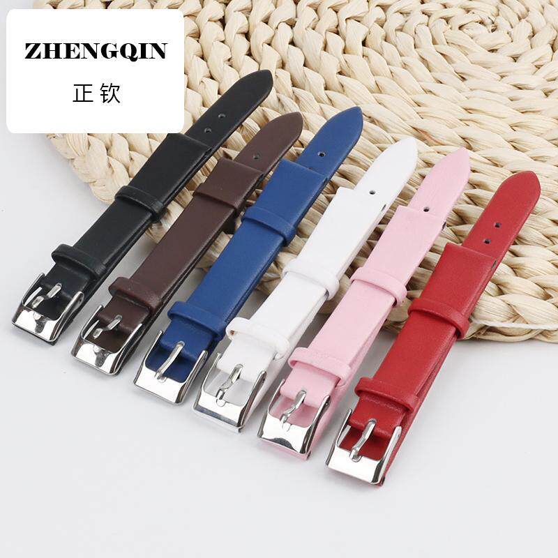 正钦表带真皮女细超薄柔软适用罗拉小绿表DW浪琴卡西欧迪士尼表链