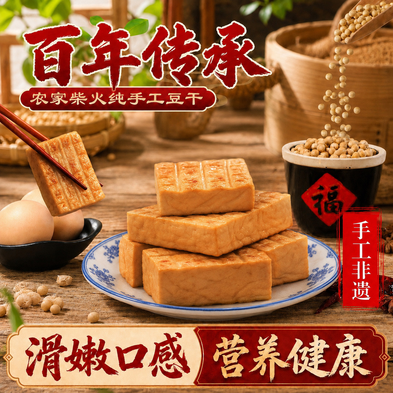 浙江东阳烟熏豆腐干炭烤非遗美食纯手工卤水香干农家炒菜营养素食