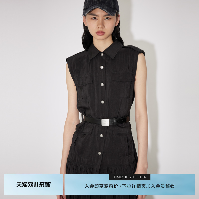 【爆款返场】REVAN芮范奥莱夏季酷感黑色无袖连衣裙RM31101237