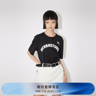 复古做旧龟裂纹印花T恤RM31001031 REVAN芮范奥莱夏季 奥莱特惠