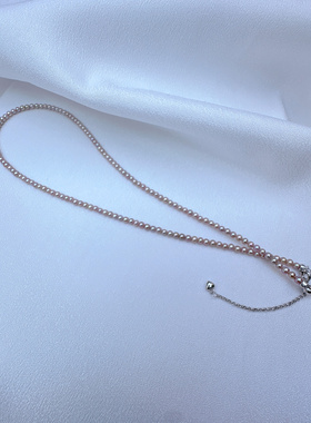 天然珍珠项链紫色2.5-3mm极强光Ak锁骨链轻奢小众叠戴项链