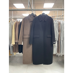 大花同源秋冬新款双面羊毛大衣女牦牛绒加厚正肩长款大气毛呢外套