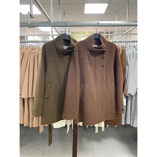 2025秋冬新款韩双面羊毛大衣女短款立领气质大牌长毛加厚毛呢外套