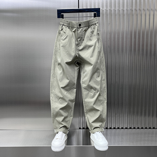 2025夏季潮流百搭拼接工资休闲裤男士宽松直筒痞帅速干直筒哈伦裤