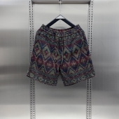 男2025夏季 新款 时尚 民族风提花针织脏脏风短裤 印花国潮休闲五分裤