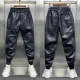 男士 潮流加绒加厚摩托车骑行外卖防风防水保暖束脚裤 皮裤 2023冬季