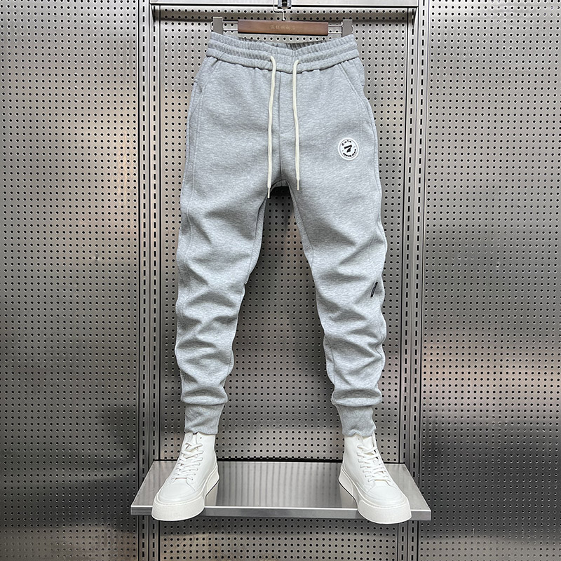 灰色休闲运动卫裤男秋冬束脚潮牌