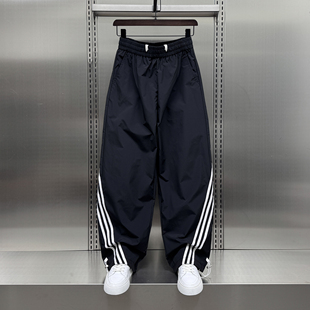宽松收脚直筒休闲裤 美式 新款 男2025夏季 潮 高街痞帅条纹速干运动裤