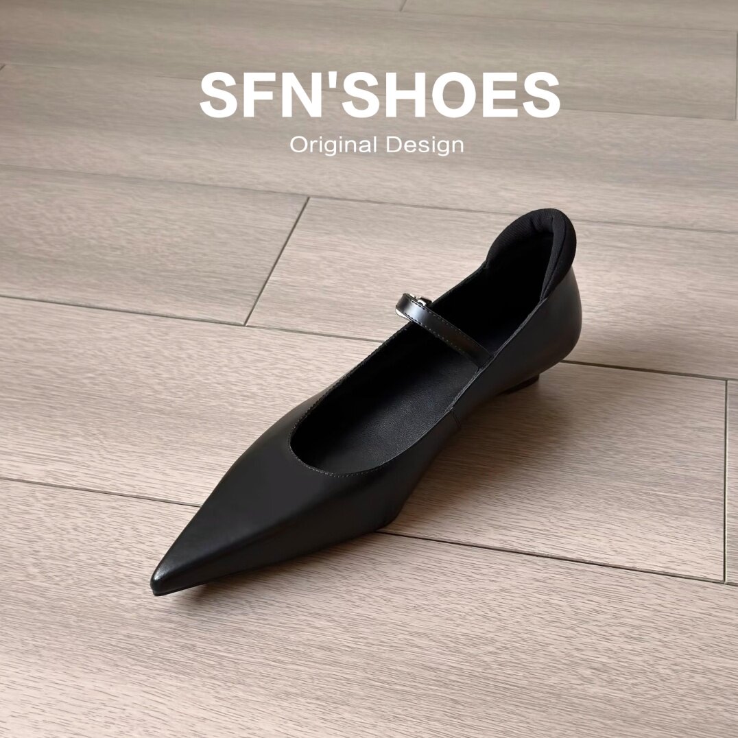 2026款法式不累脚高跟鞋女尖头单鞋一字带粗跟玛丽珍鞋简约通勤鞋