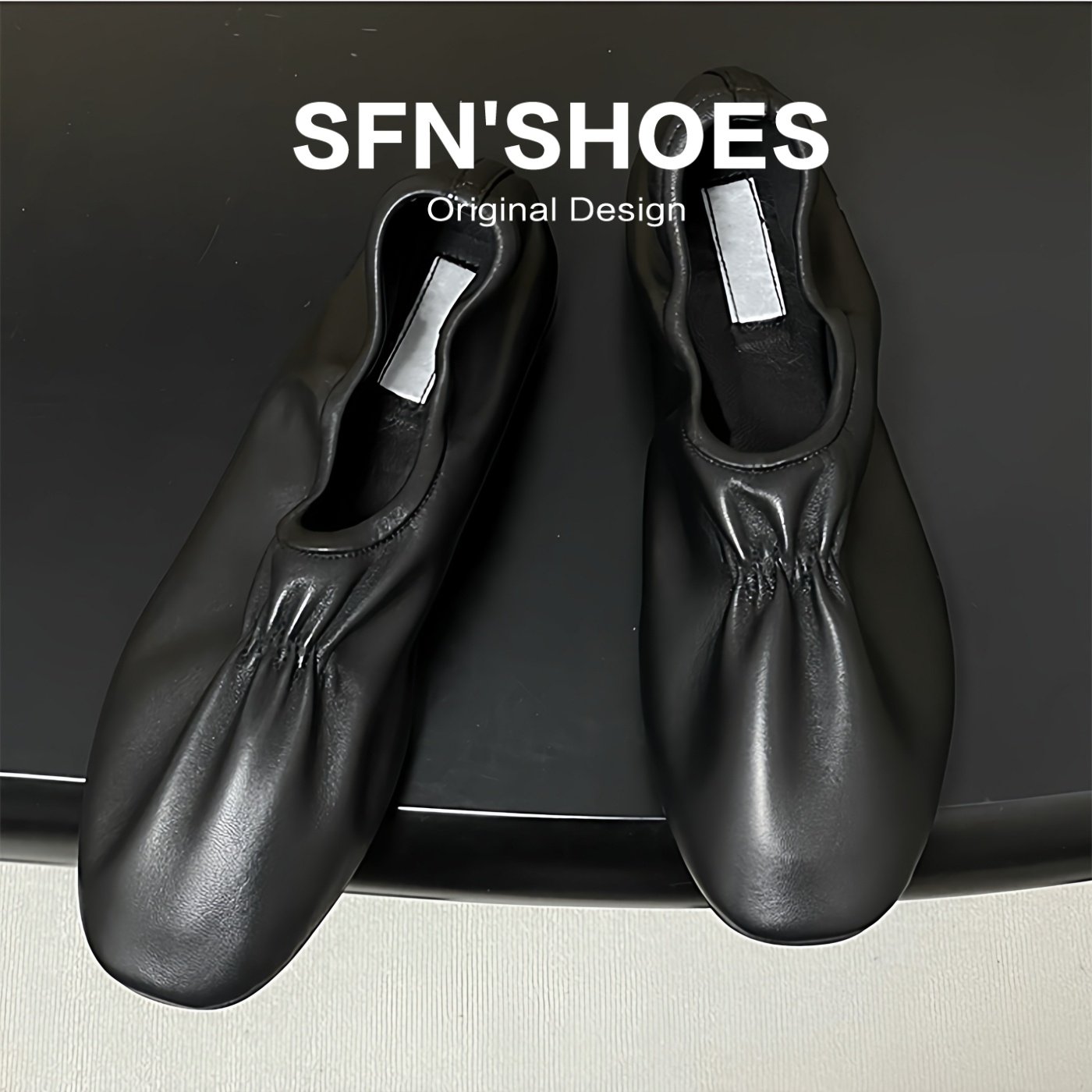 2026春季新款法式极简风软皮圆头褶皱平底奶奶鞋女黑色单鞋不累脚,女鞋,浅口单鞋,淘宝优惠券,粉丝福利购,淘宝优惠卷