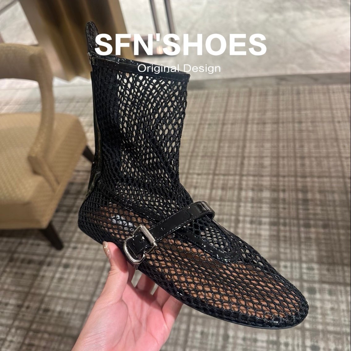 小众设计韩版镂空编织平底短靴女2026年夏季新款网面凉鞋罗马凉靴,女鞋,时装靴,淘宝优惠券,粉丝福利购,淘宝优惠卷