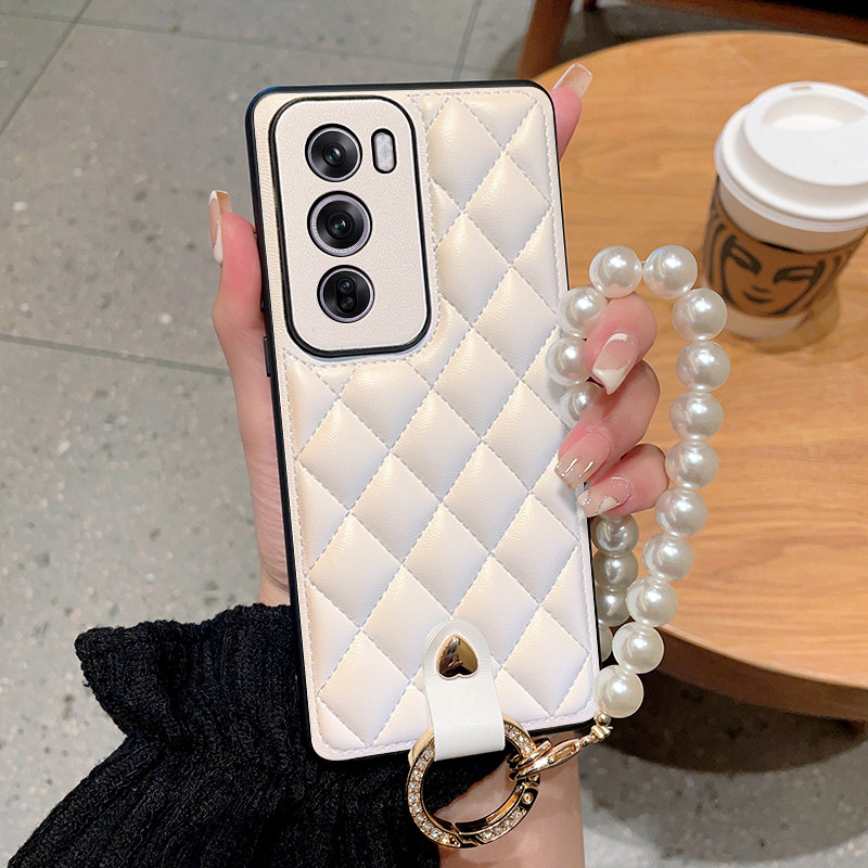 适用于OPPOReno12手机壳时尚便捷珍珠手提链女款opporeno12pro全包防摔皮质保护套OPPO新款创意奢华腕带式