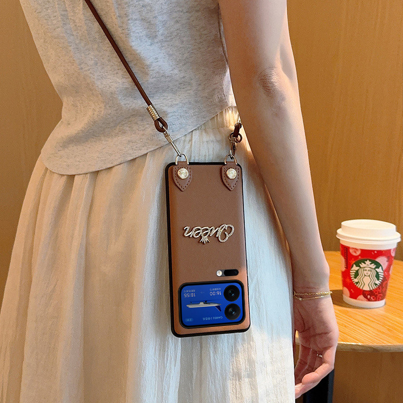 适用小米17ProMax手机壳全包防摔高级感棕小米17Pro保护套简约潮牌xiaomi17创意时尚便捷斜挎挂绳女款