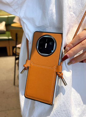 适用OPPOfindn6手机壳新款高挡奢华创意时尚高级感棕色OPPOfindn6折叠屏保护套网红高级感斜挎卡包挂绳女款