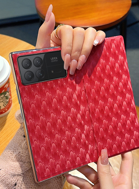 适用于小米MIXFold3手机壳新款龙年限定款红色全包硬壳小米fold3高档电镀翻盖皮套防摔保护套磁吸折叠壳