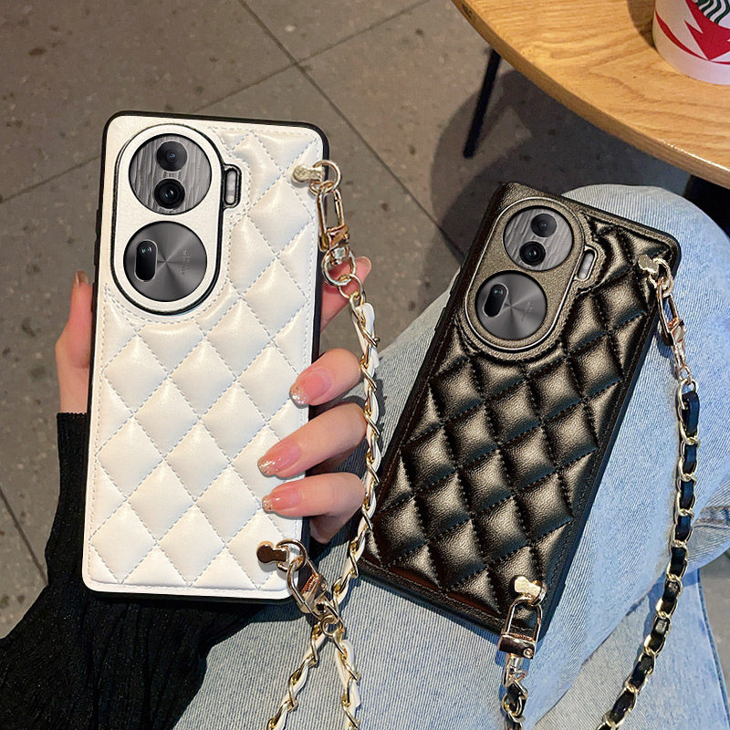 适用opporeno11pro手机壳时尚便捷斜挎背包链女款OPPOReno11轻薄防摔保护套经典小香风皮质硬壳OPPO网红潮款