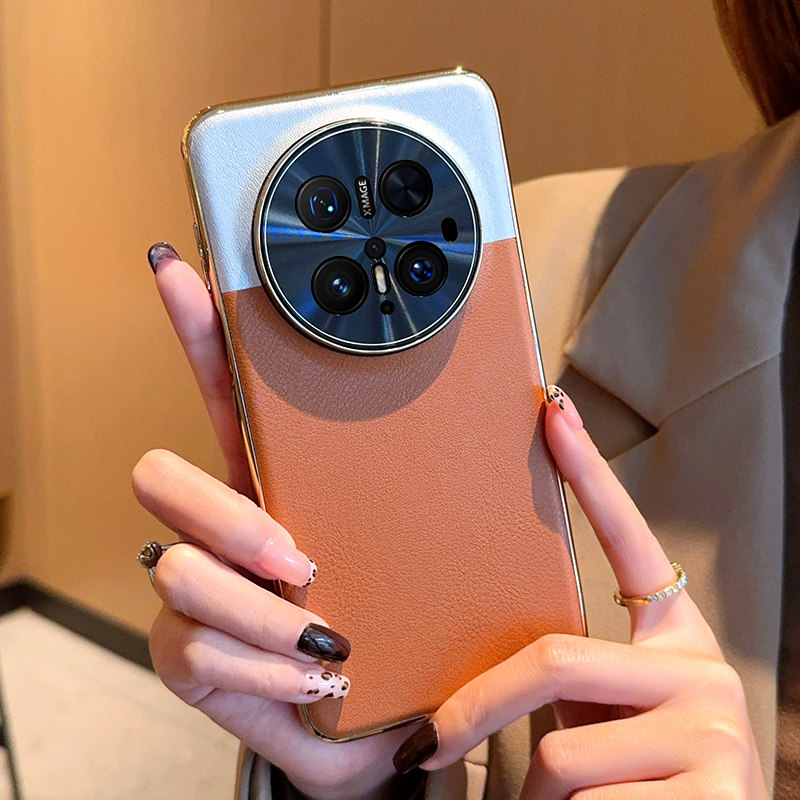 适用于华为mate70手机壳潮牌电镀皮纹华为mate70pro全包防摔皮质保护套链华为mate70pro+大漠银月硬壳女款