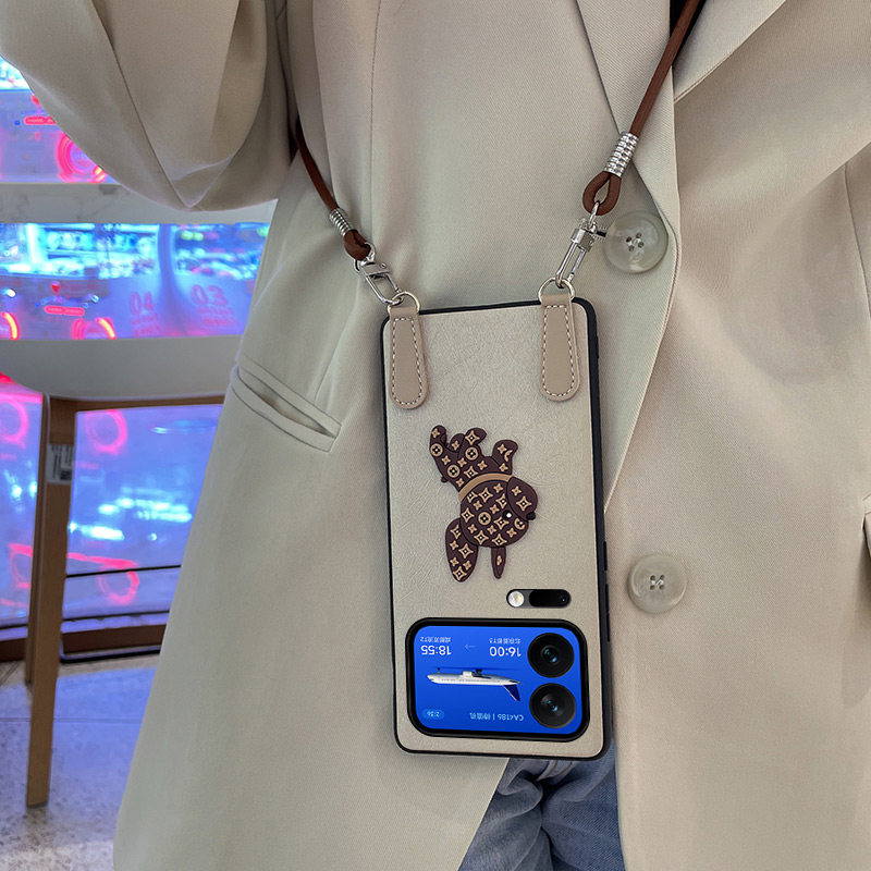 适用小米17手机壳全包防摔蚕丝纹硬壳小米17proMax保护套简约时尚创意卡通狗狗xiaomi17pro超薄斜挎挂绳女款