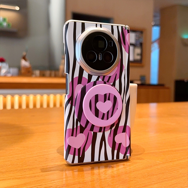 适用荣耀MagicV3手机壳创意时尚双中轴双爱心肤感银色MagicVs3保护套新款气囊支架全包防摔商务潮流女5