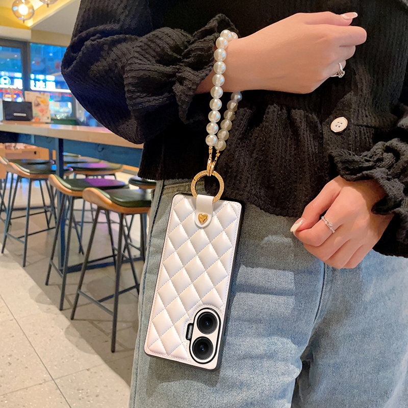 适用于红米Turbo4Pro手机壳时尚便捷珍珠手提链女款红米Turbo4Pro全包防摔皮质保护套新款创意奢华腕带式