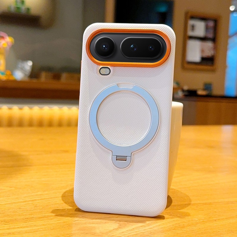 适用荣耀Magic8ProAir手机壳简约时尚金属橙色镜头圈Magic8ProAir保护套防摔金甲纯色磁吸旋转支架