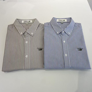 卡帝乐鳄鱼条纹衬衫男长袖春秋商务衬衣高档纯棉爸爸装休闲上衣