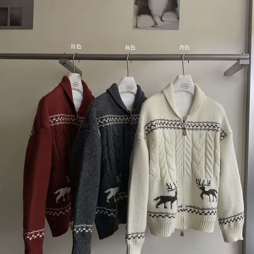 Aurora-冬上新圣诞设计感洋气小鹿保暖毛衣1119-1