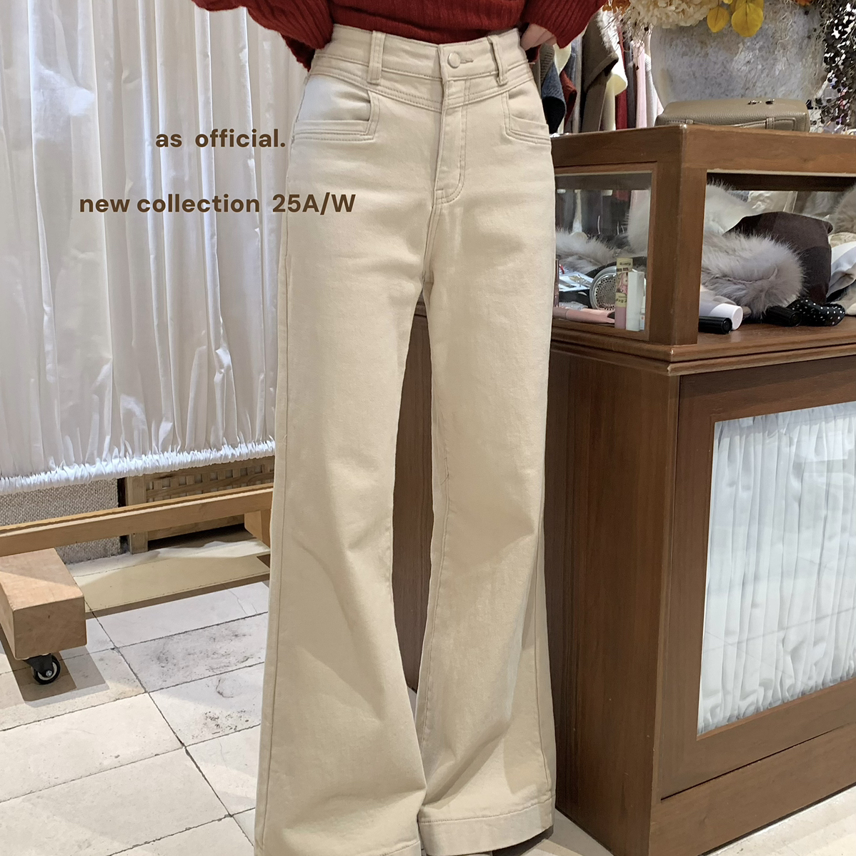 AS OFFICIAL-腿型修饰器怒推呼声很高的抓绒微喇直筒牛仔裤50251