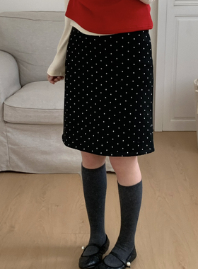 Flower & April-开叉中裙女秋冬高腰气质显瘦a字包臀半身裙160977