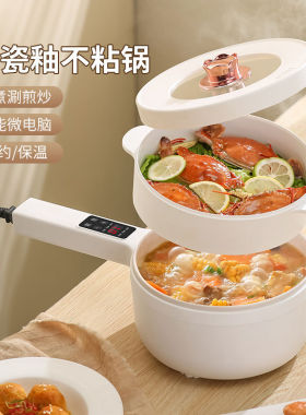 电热锅家用电炒锅一体蒸煮多功能电煮锅学生宿舍小电锅电饭锅炒菜