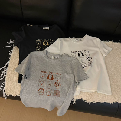 UNCLE BE26夏上新Adapt卡通多只小动物植绒短袖T恤