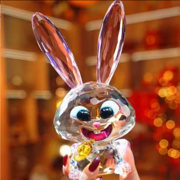 水晶流氓兔摆件茶几酒柜影视柜儿童书桌装饰品