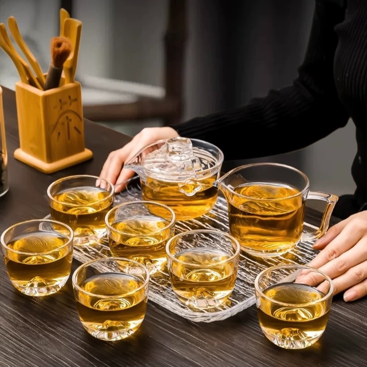 茶具套裝小號(hào)茶道加厚品茗杯中國(guó)風(fēng)無色透明主人杯耐熱泡茶壺