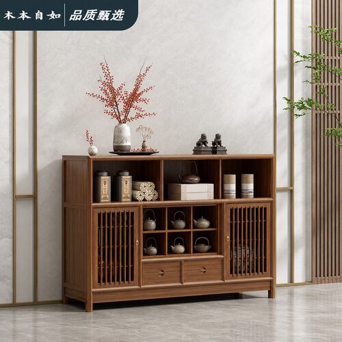 新中式餐边柜入户玄关柜茶壶茶具