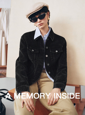 A Memory Inside黑色复古牛仔外套女2025秋季新款小个子短款夹克