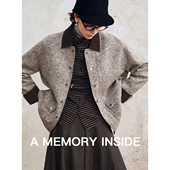 Inside意大利进口格子毛呢 Memory 灯芯绒翻领复古夹克外套女