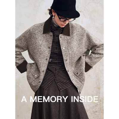 意大利进口格子毛呢夹克外套女