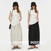 花苞半身裙女后开叉 新款 Memory Inside米色肌理长绒棉2025春季