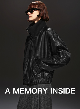 A Memory Inside全植鞣工艺 英国进口绵羊皮 拼接立领皮衣外套女