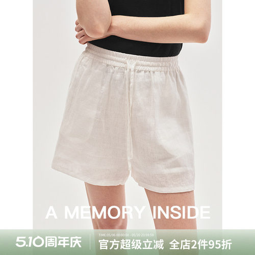 高奢100%亚麻短裤女夏新款