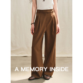 直筒小个子阔腿裤 女 裤 女高腰垂坠款 Memory Inside咖色羊毛西装