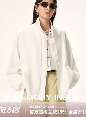 A Memory Inside 莱赛尔白色短外套纽扣2026新款女早春宽松极简风