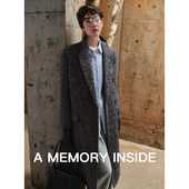 Memory Inside人字纹西装 长款 羊毛呢大衣外套女2024秋冬新款