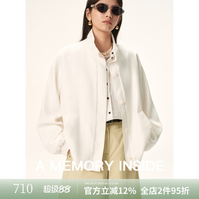 A Memory Inside 莱赛尔白色短外套纽扣2026新款女早春宽松极简风