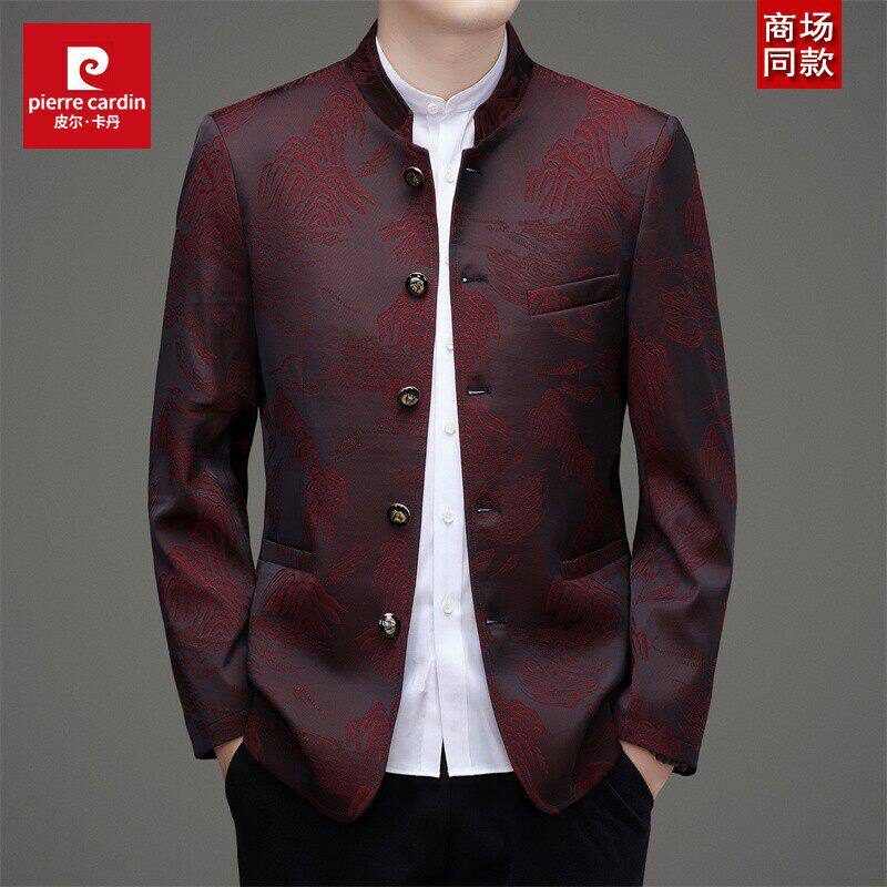 皮尔卡丹中山装套装男士中华立领西服中式结婚礼服宴会中国风唐装