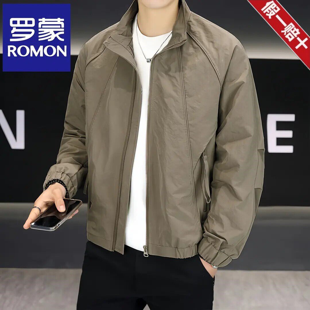 罗蒙2026新款男士工装夹克外套春季中年时尚休闲立领痞帅男装上衣
