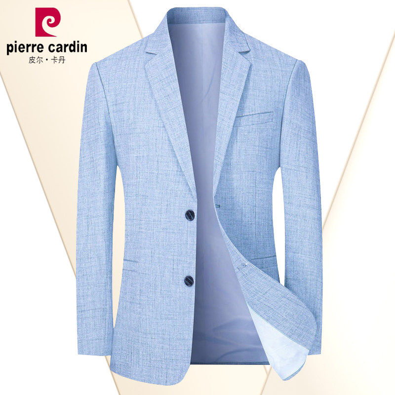 皮尔卡丹春秋新款男士西服休闲小西装单西上衣中青年爸爸装外套