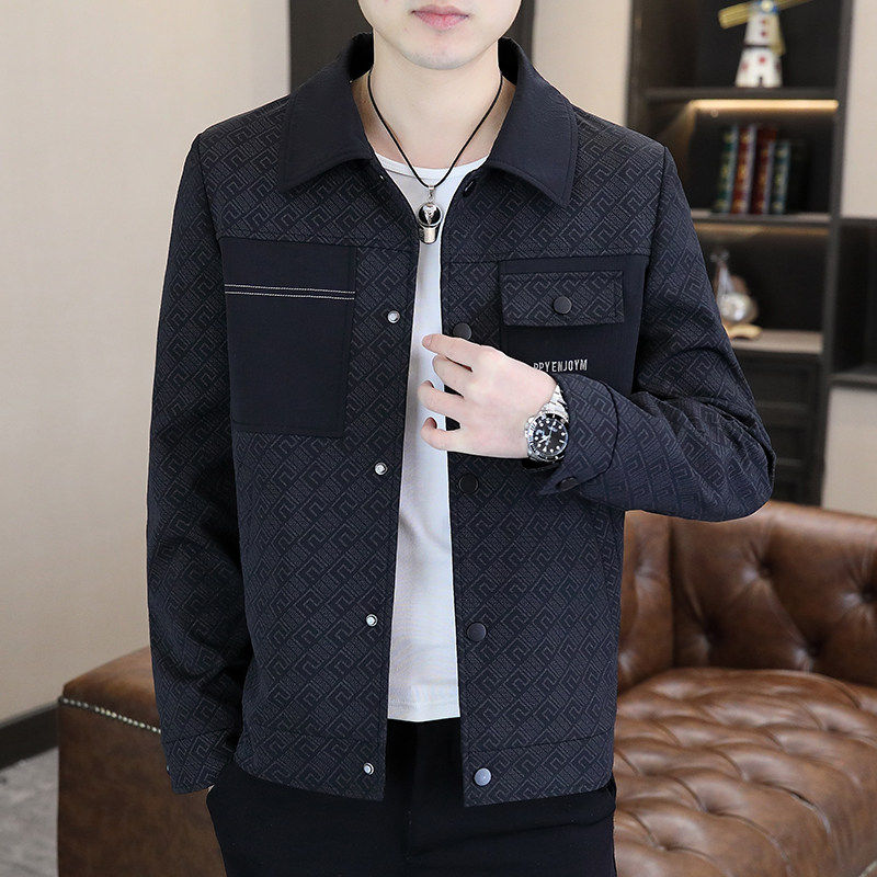 皮尔卡丹轻奢翻领男士夹克2026春秋季新款高级感时尚商务休闲外套